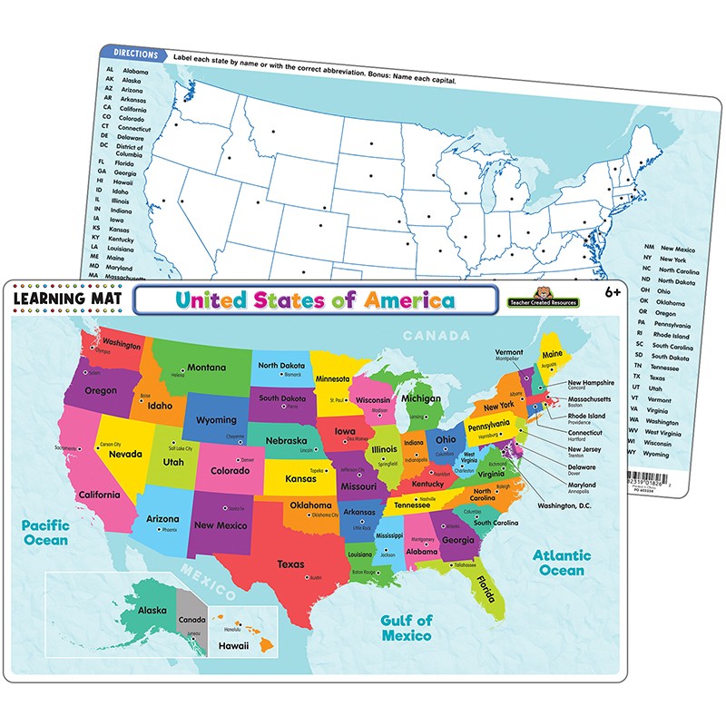 United States of America Map Learning Mat