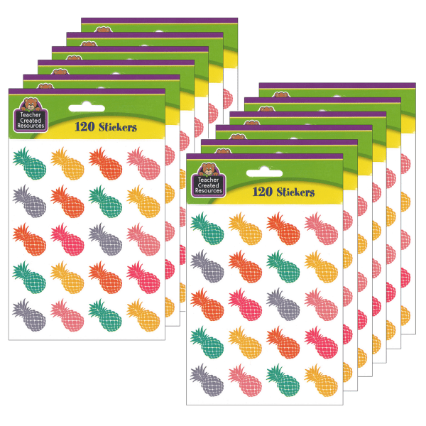 Tropical Punch Pineapples Stickers, 120 Per Pack, 12 Packs