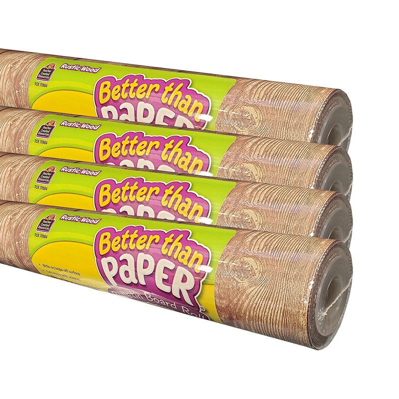 Better Than Paper Bulletin Board Roll, 4' x 12', Rustic Wood Design, 4 Rolls