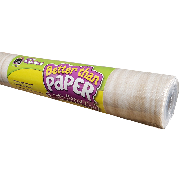 Better Than Paper Bulletin Board Roll, 4' x 12', Light Maple Wood Design, Pack of 4