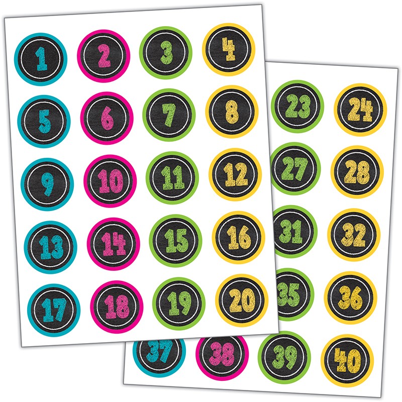 Chalkboard Brights Numbers Stickers, Pack of 120