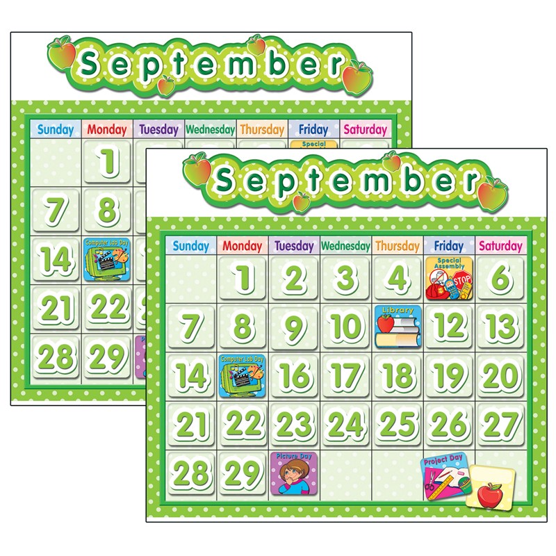 Polka Dot School Calendar Bulletin Board Set, 2 Sets