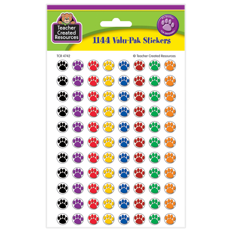 Colorful Paw Prints Mini Stickers Valu-Pak, Pack of 1144