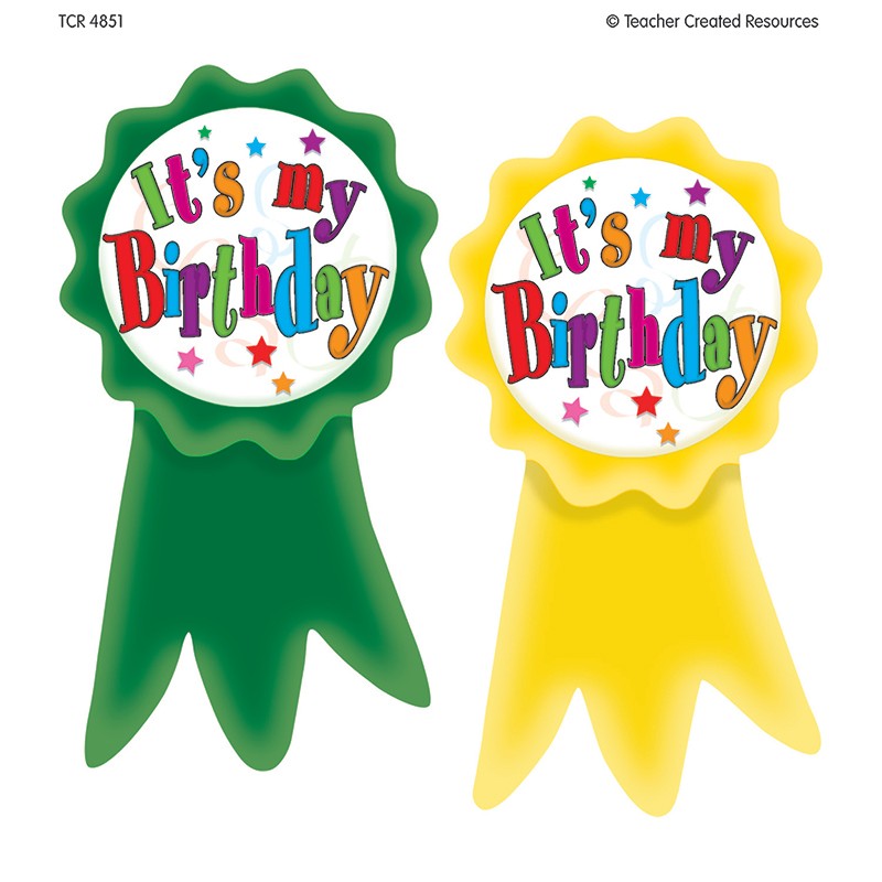 Birthday Ribbons Wear 'Em Badges, Pack of 16