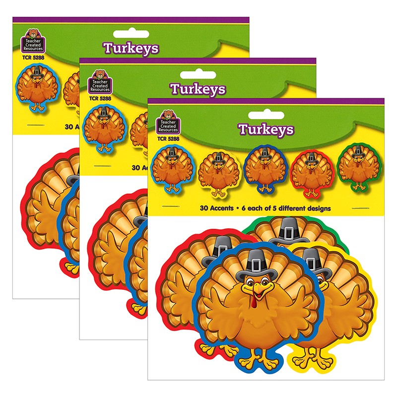 Turkey Accents, 30 Per Pack, 3 Packs