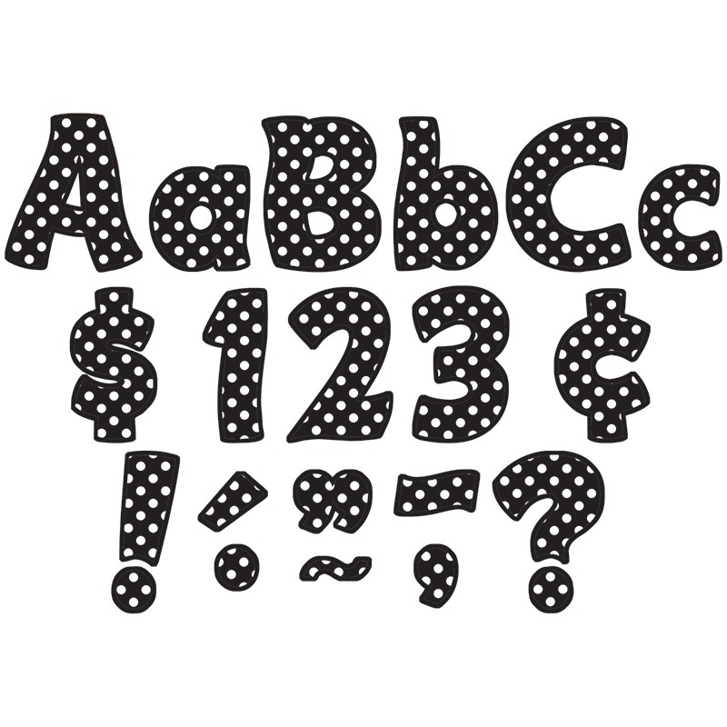 Black Polka Dots Funtastic Font 4" Letters Combo Pack, 208 pieces
