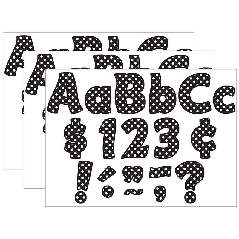 Black Polka Dots Funtastic Font 4" Letters Combo Pack, 208 Pieces Per Pack, 3 Packs