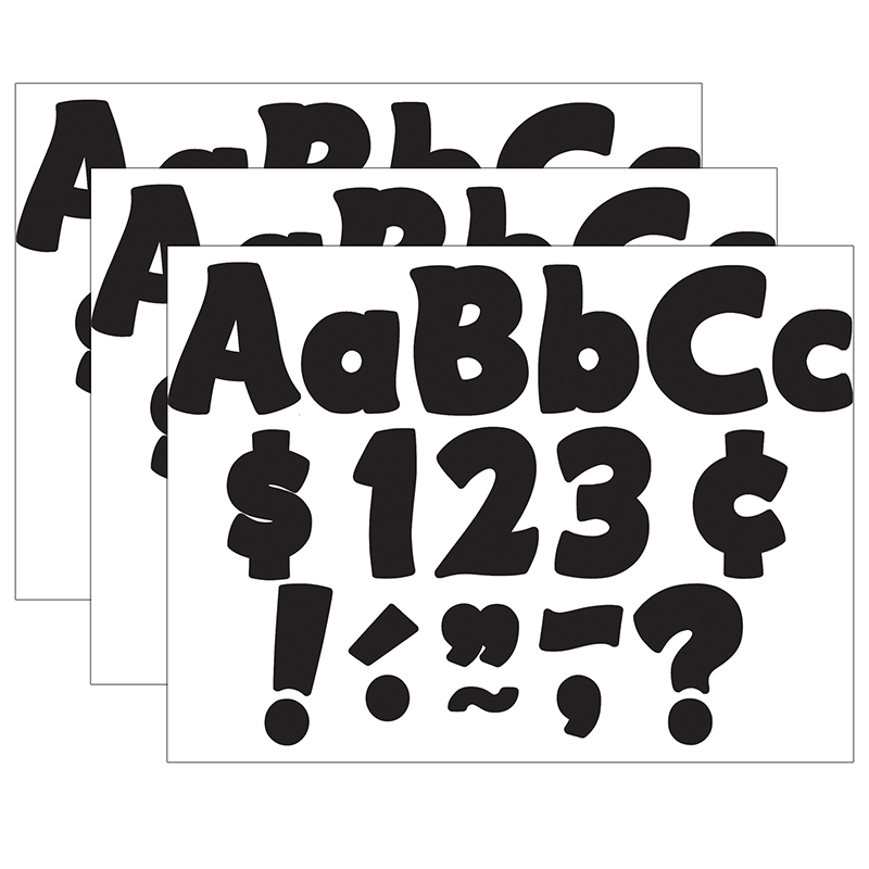 Black Funtastic 4" Letters Combo Pack, 208 Per Pack, 3 Packs