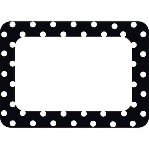 Black Polka Dots 2 Name Tags/Labels, 36 Per Pack, 6 Packs