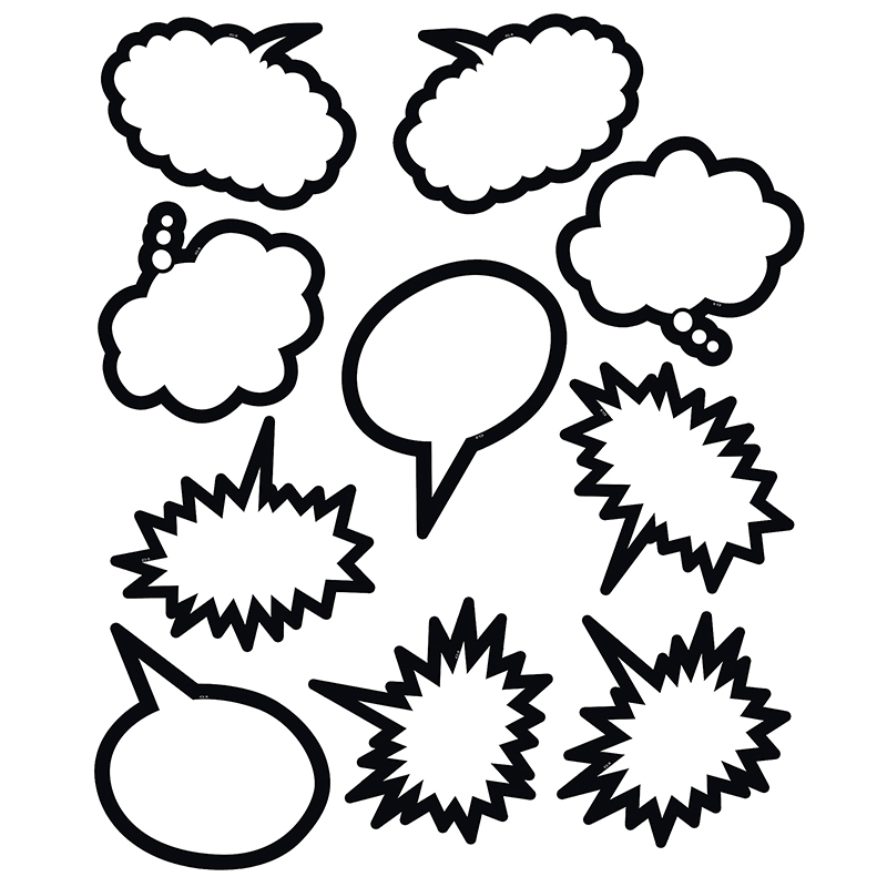 Superhero Black & White Speech/Thought Bubbles Accents, Pack of 30