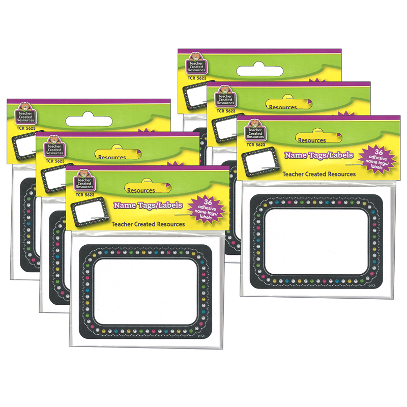 Chalkboard Brights Name Tags/Labels, 36 Per Pack, 6 Packs