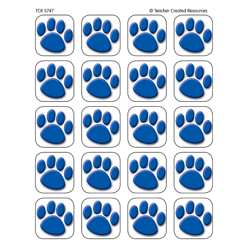 Blue Paw Prints Stickers, 1" Square