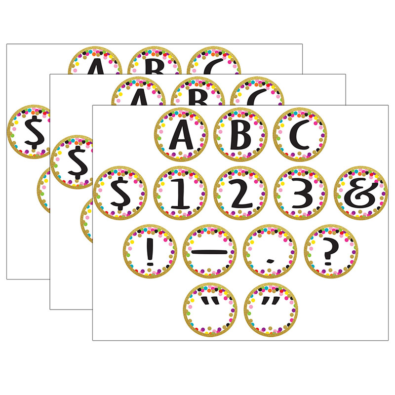 Confetti Circle Letters, 216 Characters Per Pack, 3 Packs