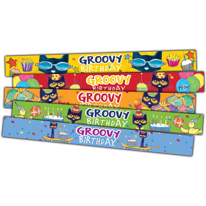 Pete the Cat Groovy Birthday Slap Bracelets, Pack of 10