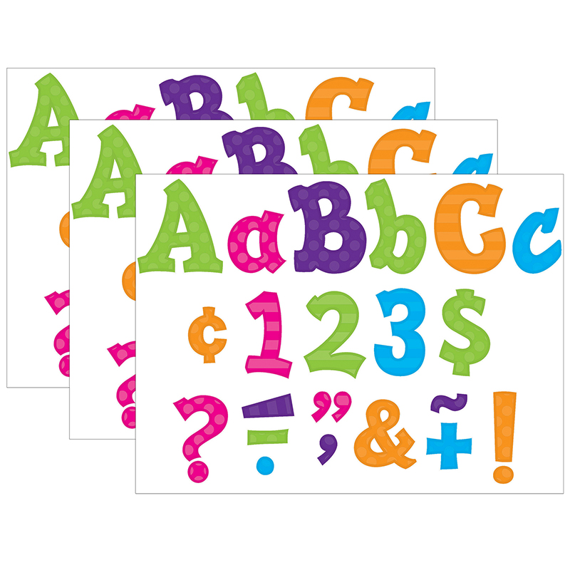 Multi Bright Sassy Solids 5" Letters, 238 Characters Per Pack, 3 Packs