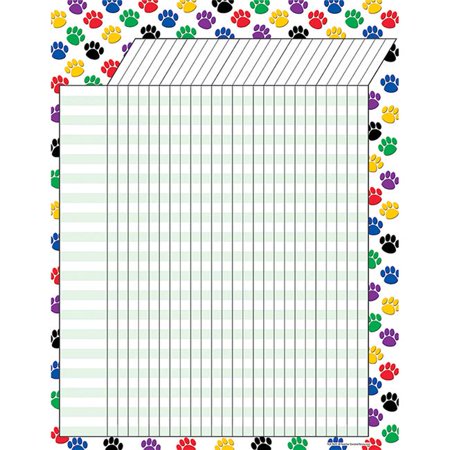Colorful Paw Prints Incentive Chart, Pack of 6