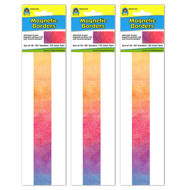 Watercolor Magnetic Border, 24 Feet Per Pack, 3 Packs