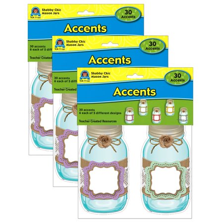 Shabby Chic Mason Jars Accents, 30 Per Pack, 3 Packs