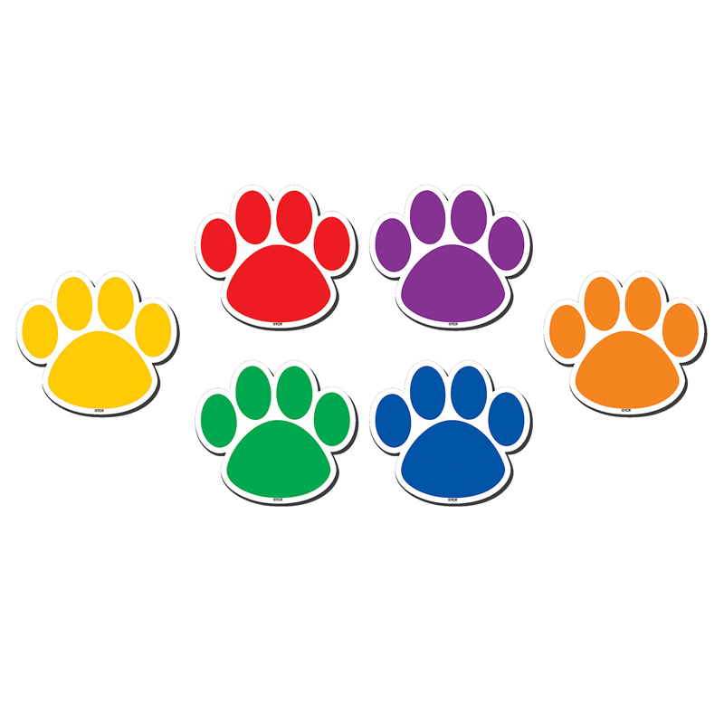 Colorful Paw Prints Magnetic Accents, Pack of 18