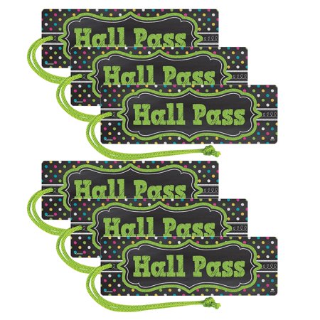 Chalkboard Brights Magnetic Hall Pass, Pack of 6
