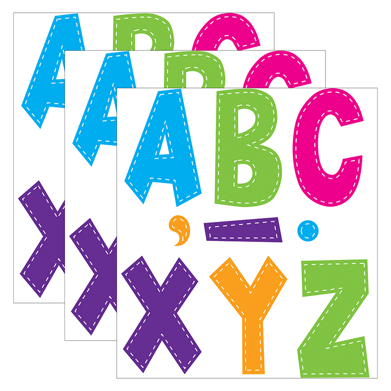 Multi Bright Stitch 7" Fun Font Letters, 120 Pieces Per Pack, 3 Packs