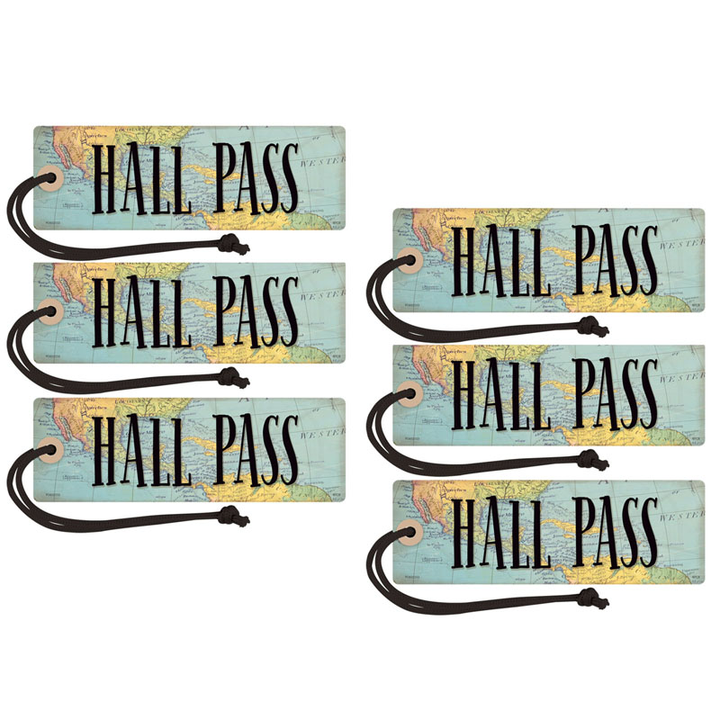 Travel the Map Magnetic Hall Pass, Pack of 6