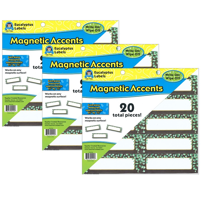 Eucalyptus Labels Magnetic Accents, 20 Per Pack, 3 Packs