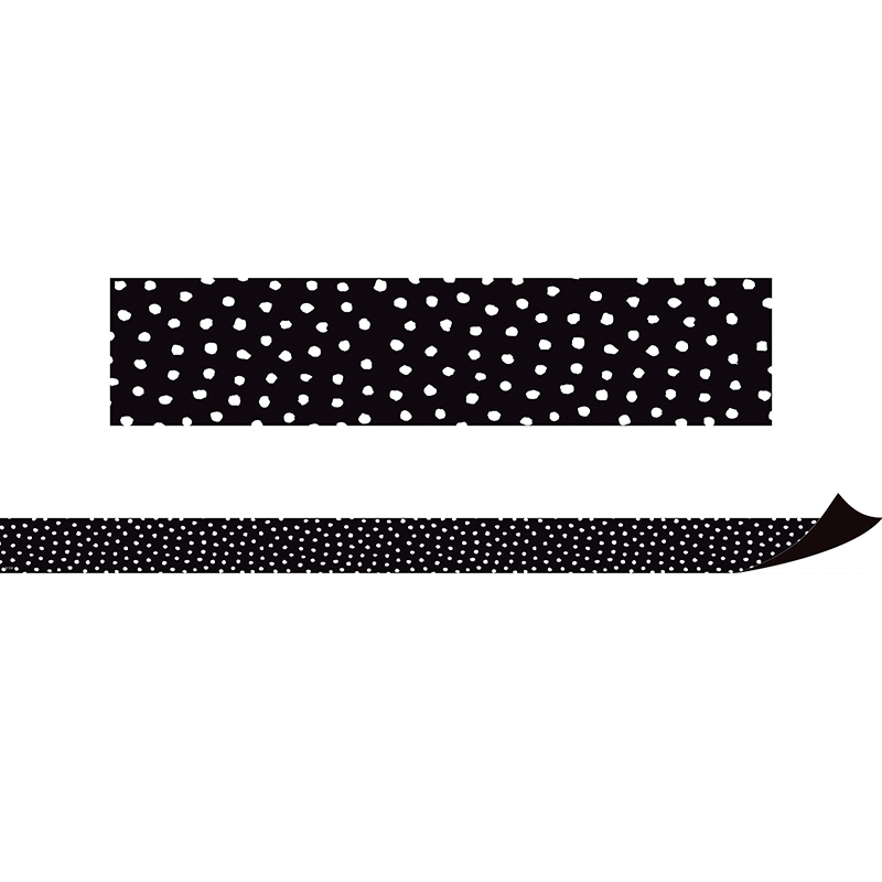 Black with White Painted Dots Magnetic Border, 24 Feet