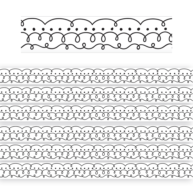 Squiggles and Dots Die-Cut Border Trim, 35 Feet Per Pack, 6 Packs