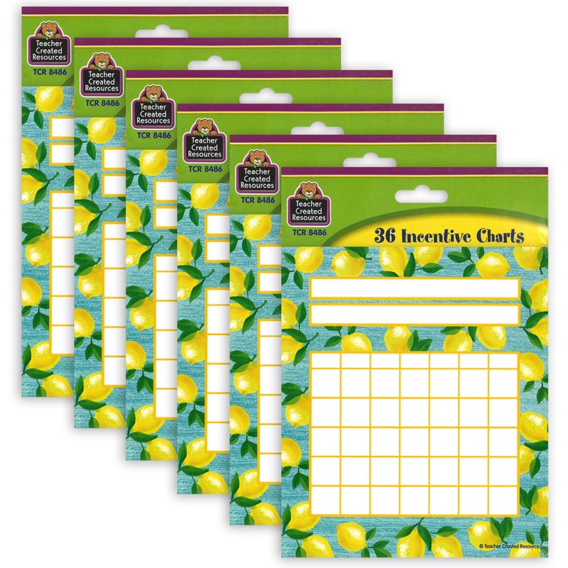 Lemon Zest Incentive Charts, 36 Per Pack, 6 Packs