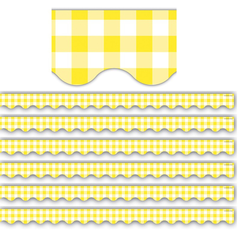 Yellow Gingham Scalloped Border Trim, 35 Feet Per Pack, 6 Packs