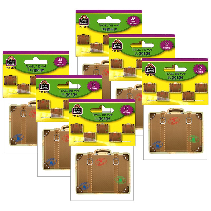 Travel the Map Luggage Mini Accents, 36 Per Pack, 6 Packs