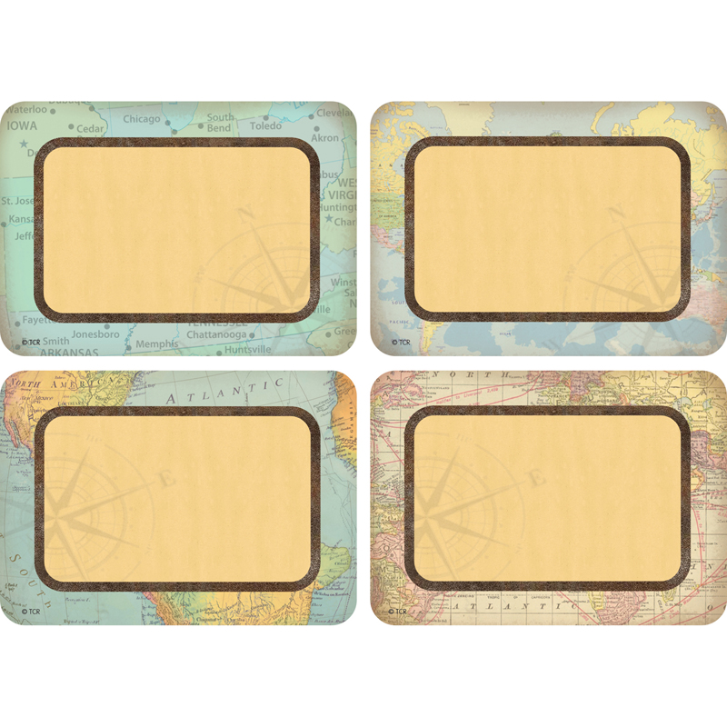 Travel the Map Name Tags/Labels - Multi-Pack, 36 Per Pack, 6 Packs