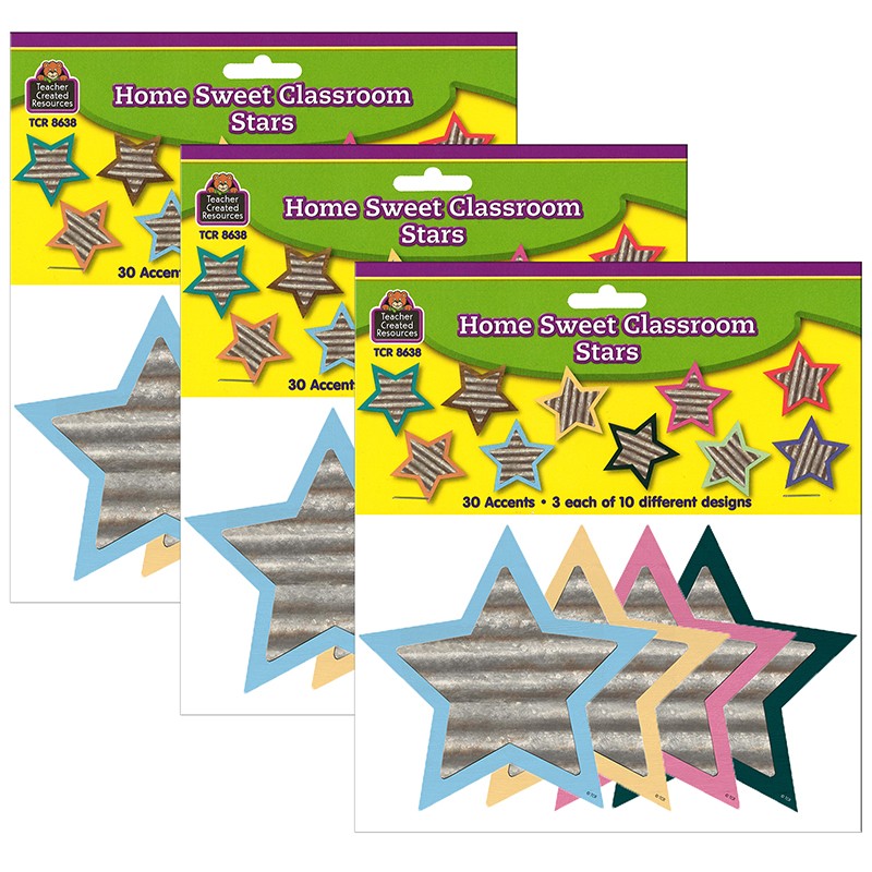 Home Sweet Classroom Stars Accents, 30 Per Pack, 3 Packs