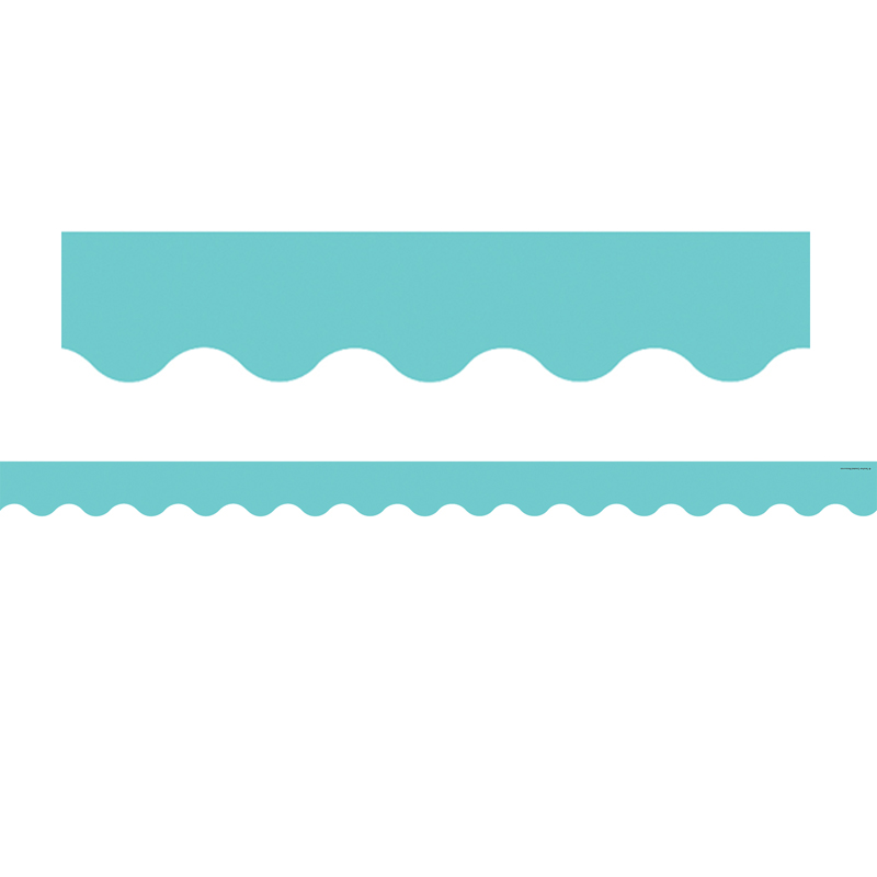 Light Turquoise Scalloped Border Trim, 35 Feet