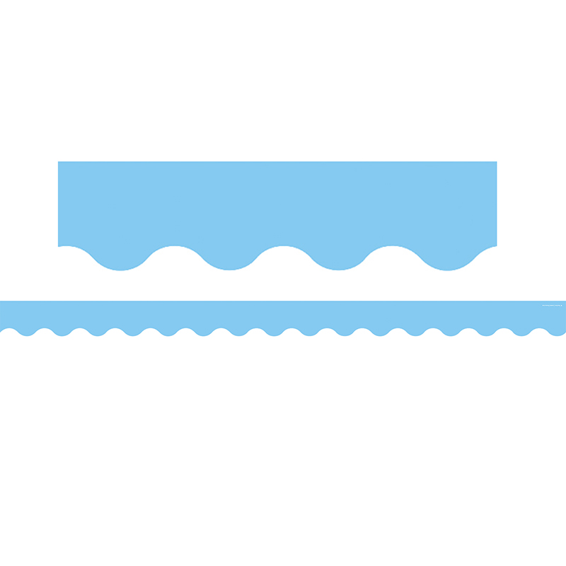 Light Blue Scalloped Border Trim, 35 Feet