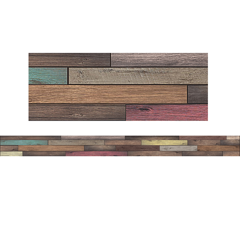 Home Sweet Classroom Reclaimed Wood Design Straight Border Trim, 35 Feet