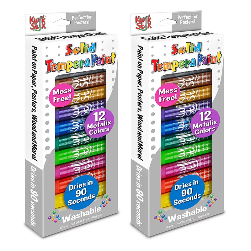 Solid Tempera Paint Metalix, 12 Per Pack, 2 Packs