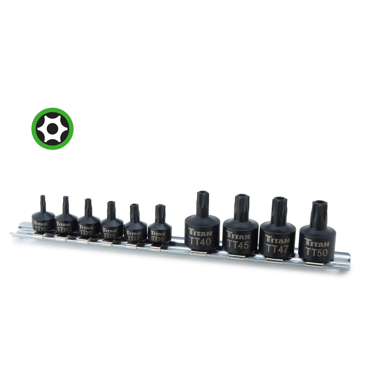 Titan 10 pc Tamper Resistant Stubby Star Bit Socket Set