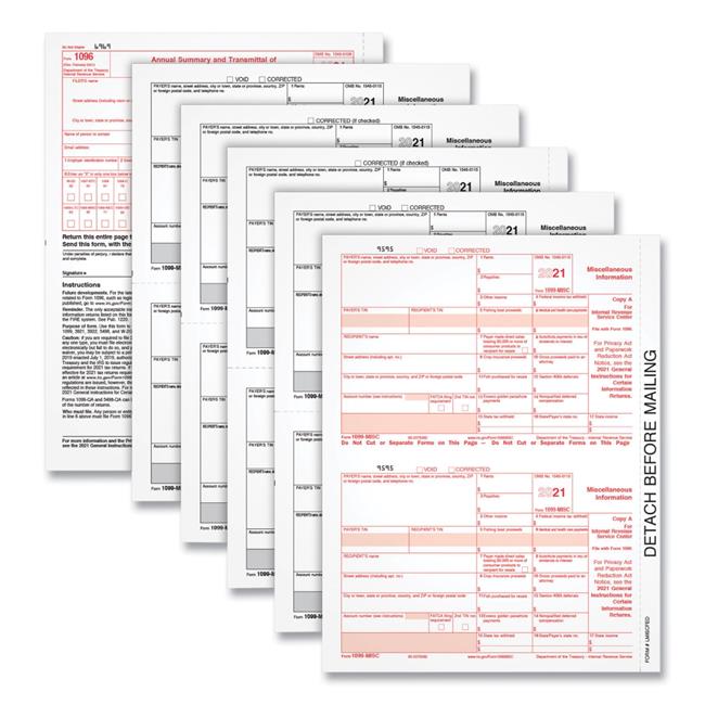 5-Part 1099-NEC Tax Forms, 8.5 x 11, 50/Pack