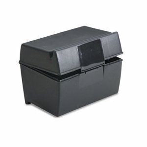 Plastic Index Box, 3" x 5", 300 Card Capacity, Black