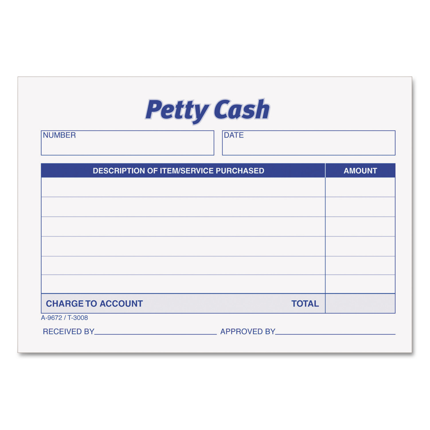 TOPS Received of Petty Cash Forms - 50 Sheet(s) - 5" x 3.50" Sheet Size - White - White Sheet(s) - 12 / Pack