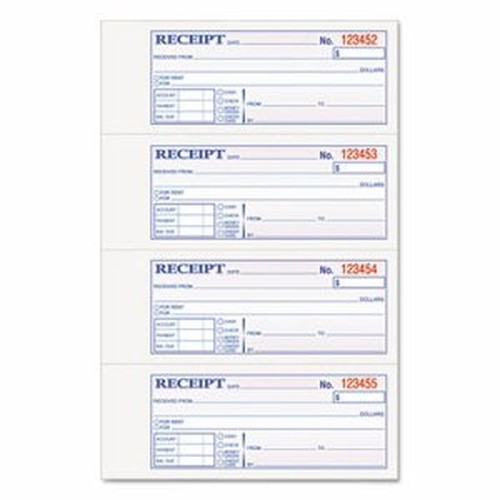 TOPS Money/Rent Receipt Book - 2 PartCarbonless Copy - 2.75" x 7.25" Sheet Size - Assorted Sheet(s) - Blue Print Color - 1 Each