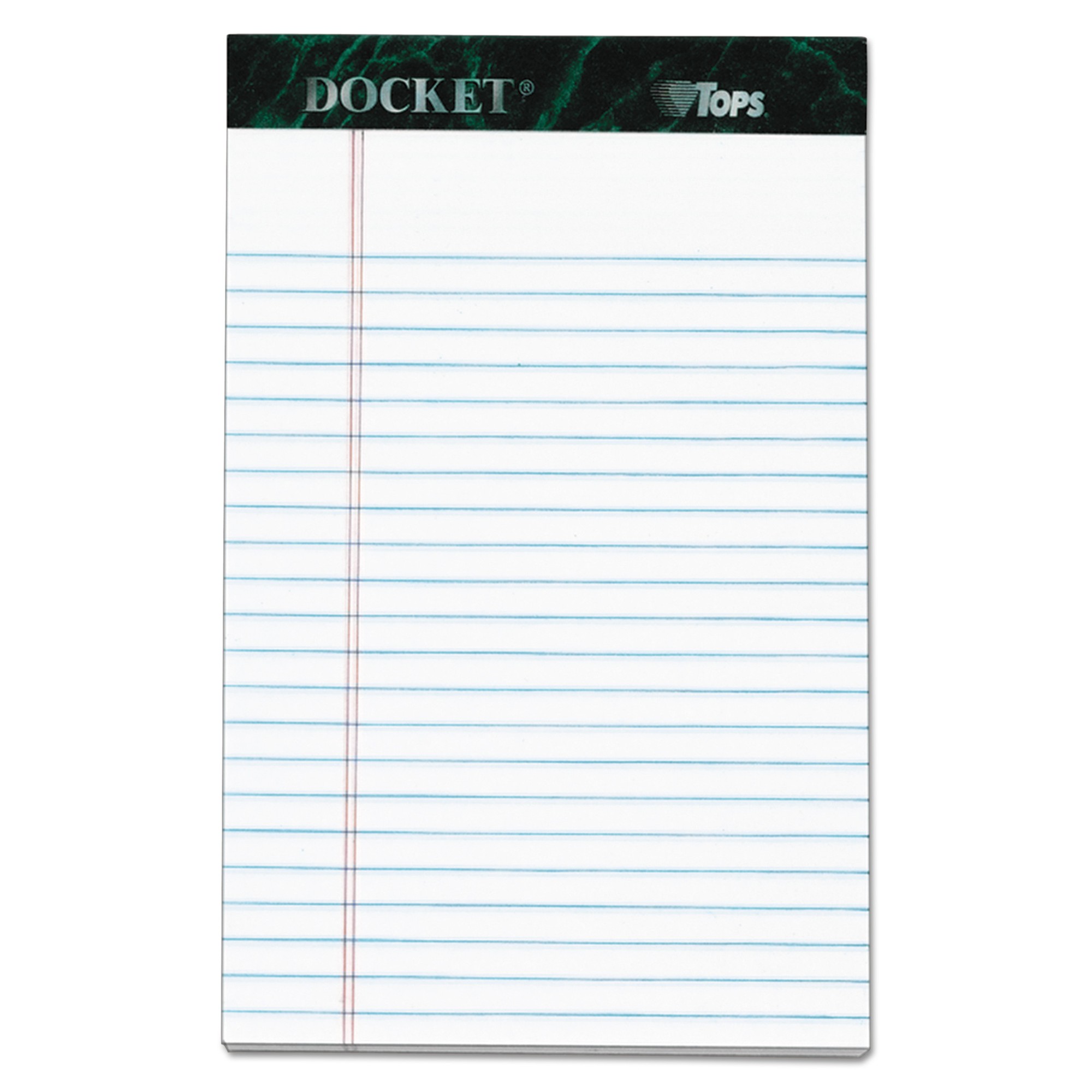 TOPS Docket Narrow Rule Writing Tablet - 50 Sheets - Double Stitched - 16 lb Basis Weight - Jr.Legal - 5" x 8" - 8" x 5" - White