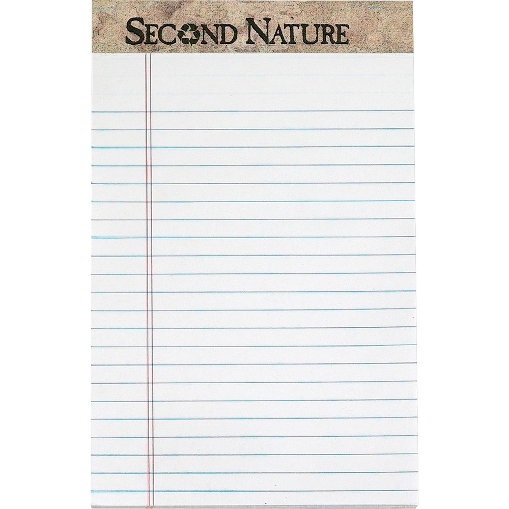 TOPS Recycled Writing Pads - 50 Sheets - 0.28" Ruled - 16 lb Basis Weight - Jr.Legal - 5" x 8" - White Paper - Perforated - Recy