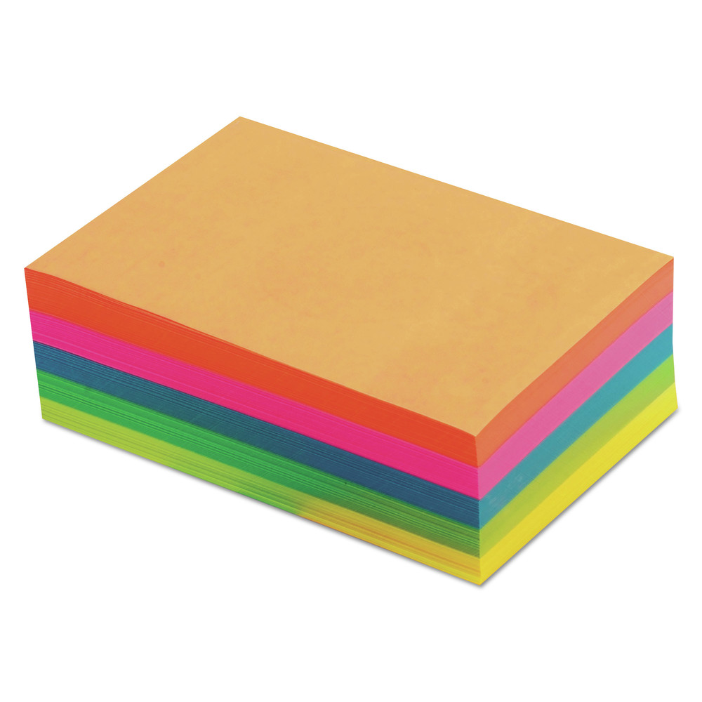 TOPS Fluorescent Memo Sheets - 500 Sheets - 20 lb Basis Weight - 4" x 6" - Assorted Paper - Acid-free, Heavyweight - 500 / Pack