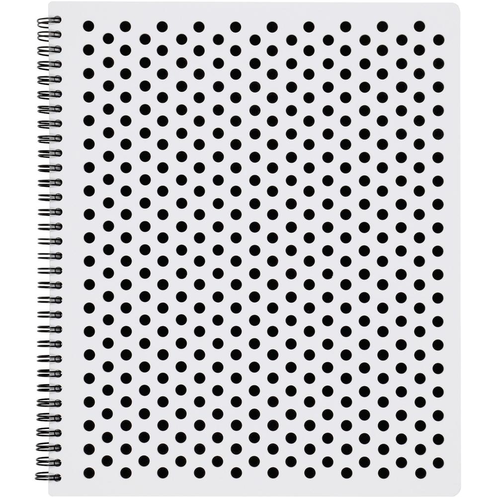 TOPS Polka Dot Design Spiral Notebook - Double Wire Spiral - College Ruled - 3 Hole(s) - 11" x 9" - Black Polka Dot Cover - Micr
