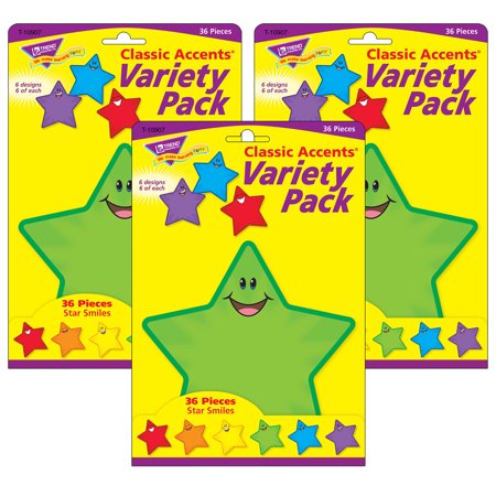 Star Smiles Classic Accents Variety Pack, 36 Per Pack, 3 Packs