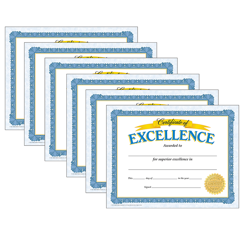 Certificate of Excellence Classic Certificates, 30 Per Pack, 6 Packs
