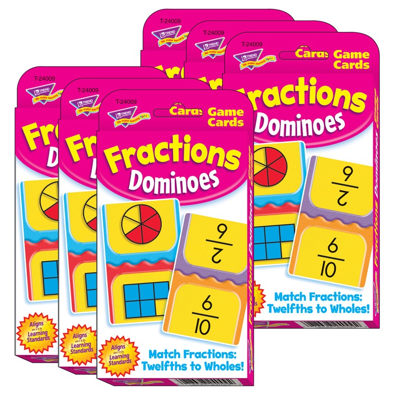 Fractions Dominoes Challenge Cards, 6 Sets